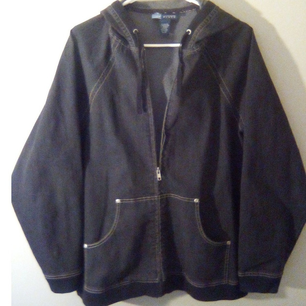 Avenue‎ Blues Womens Plus Size 18/20 Dark Wash Denim Zip Up Hoodie Jacket Blue - Picture 3 of 6